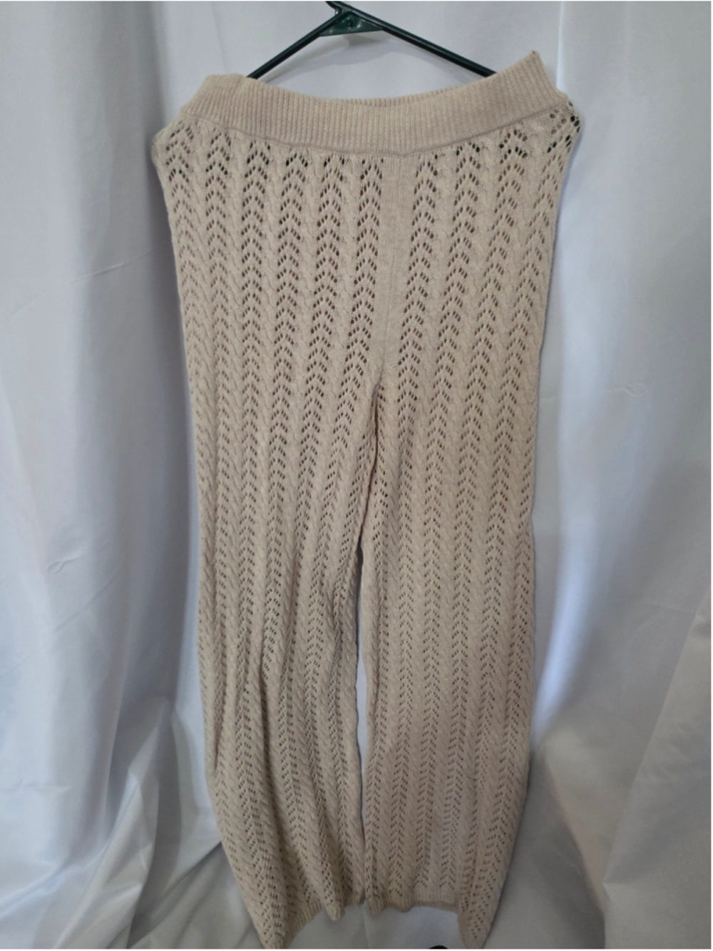 Women's Lulus Knit Flare Pants Size S Beige cottagecore comfy chic fall coverup